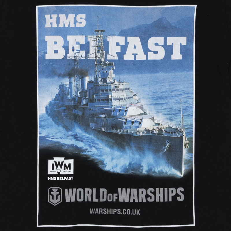 world of warships HMS Belfast light cruiser t-shirt detail